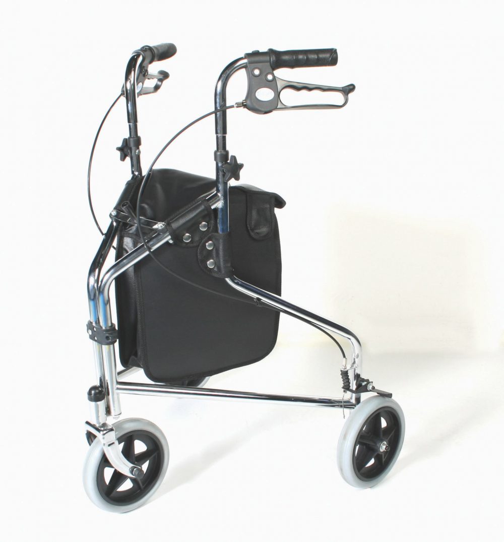 Chrome Plated Steel Tri Wheeled Walker with Loop Brakes